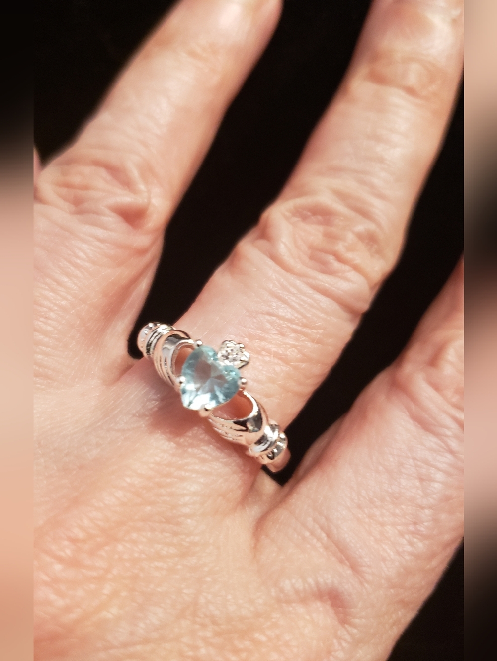 NEW Aquamarine Ring, Stamped Sterling, Size 8.5, Loving Gift - Picture 3 of 6